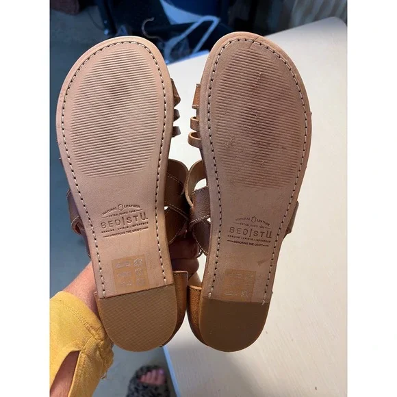 Bed Stu Cara Womens 8.5 Tan Leather Strappy Gladiator Sandals Flat Back Zip boho - Picture 5 of 7